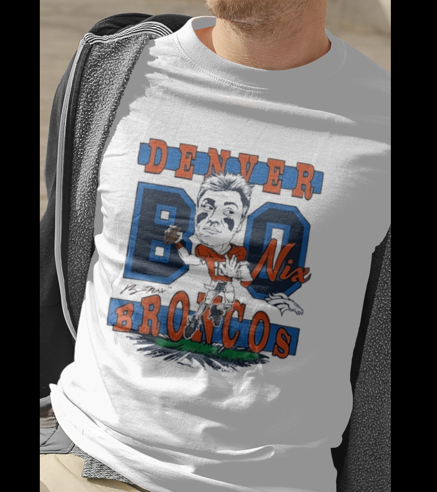 Denver Broncos Bo Nix Caricature Player T-Shirt