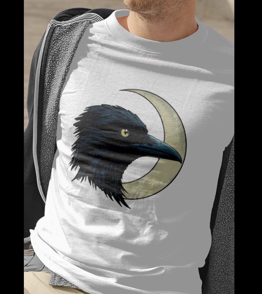 Raven Crescent Moon Guardian Of The Glimmer T-Shirt