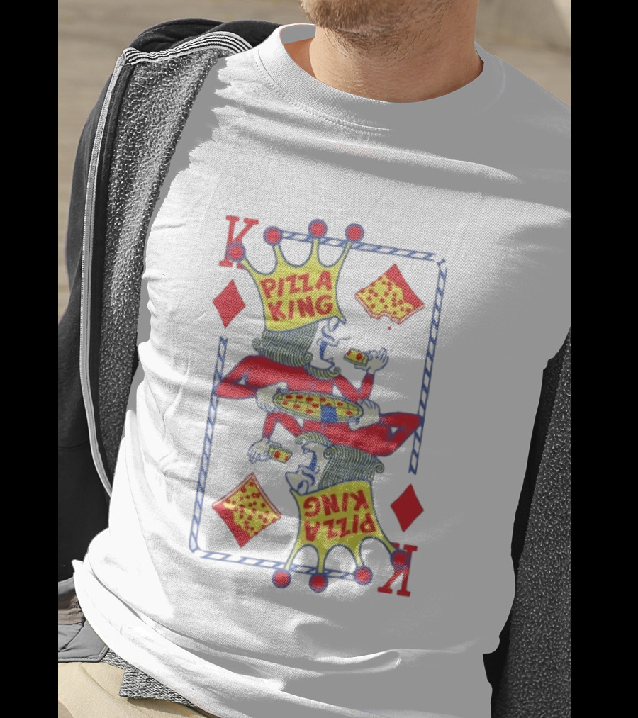 Pizza King Eating Pizza Playing Card K Diamonds T-Shirt