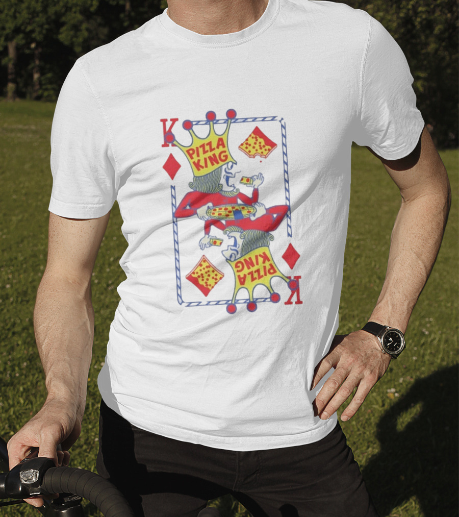 Pizza King Eating Pizza Playing Card K Diamonds T-Shirt