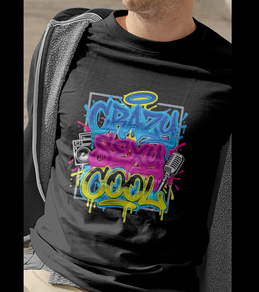 Crazy Sexy Cool Graffiti Boombox Microphone 90s R&B T-Shirt