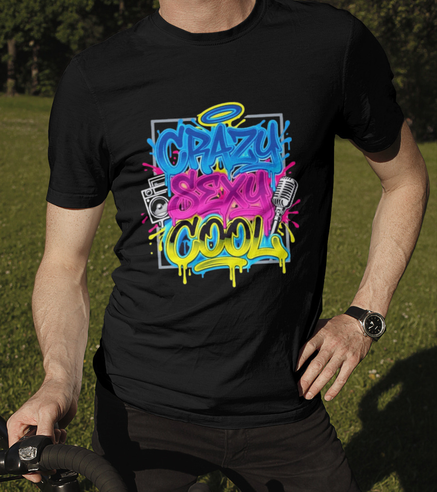 Crazy Sexy Cool Graffiti Boombox Microphone 90s R&B T-Shirt