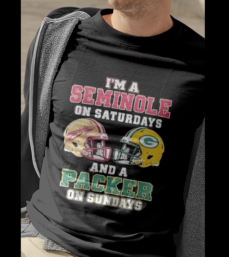 I'm A Seminole On Saturdays And A Packer On Sundays Helmet Team Spirit T-Shirt