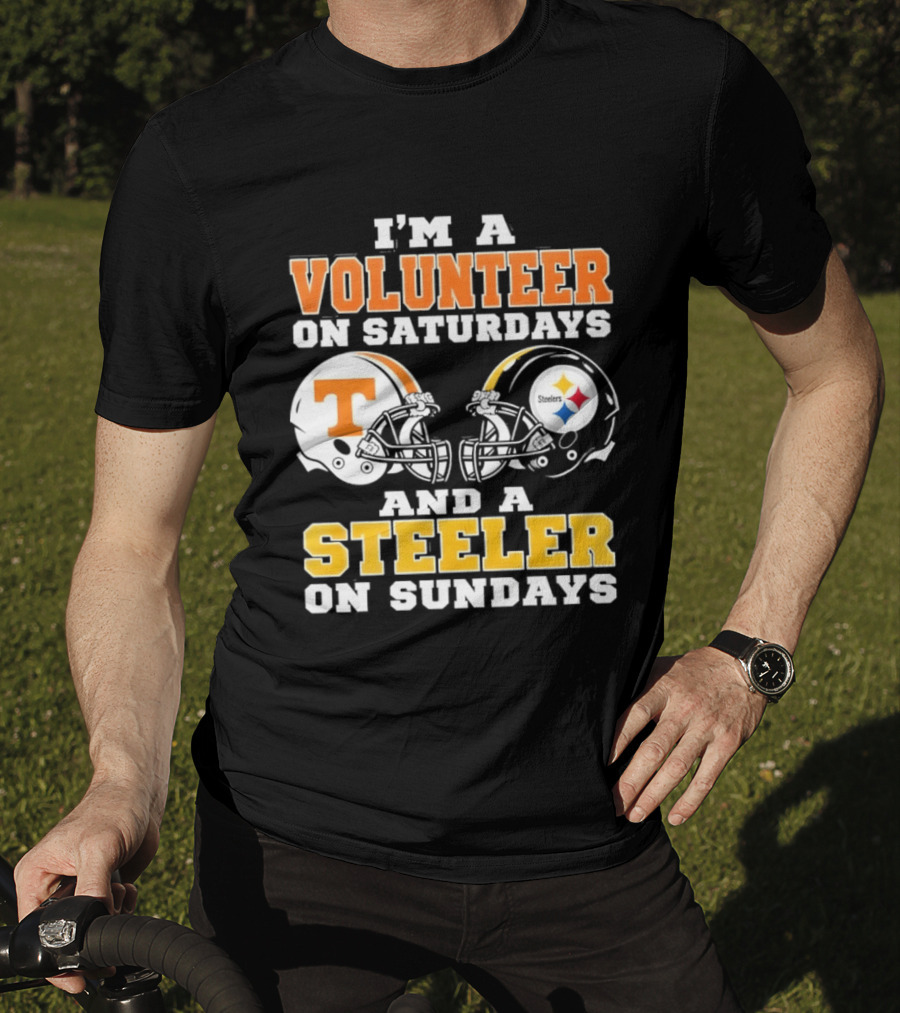 I'm A Volunteer On Saturdays Steeler On Sundays Football Helmets T-Shirt