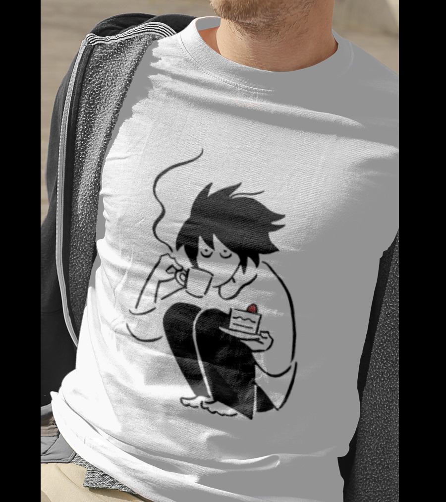 Death Note L Coffee And Strawberry Cake Scene T-Shirt