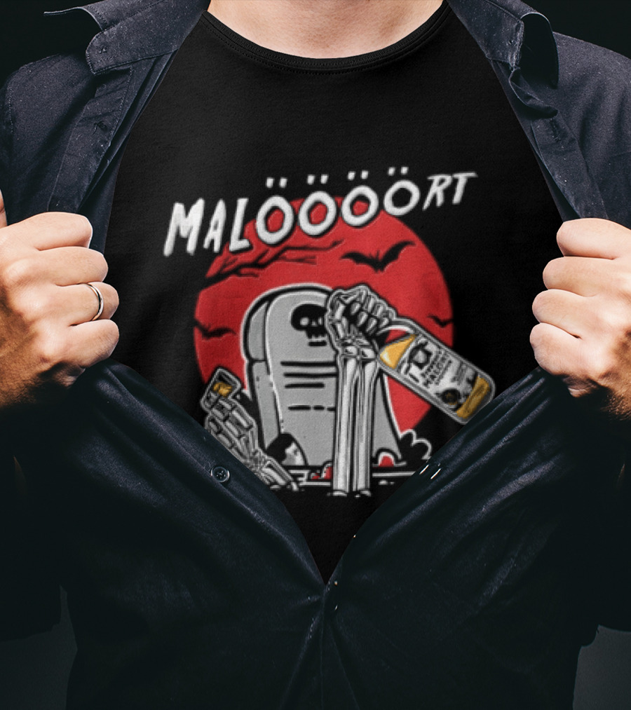 Jeppsons Malort Maloooort Skeleton Tombstone Liquor Pouring Scene T-Shirt