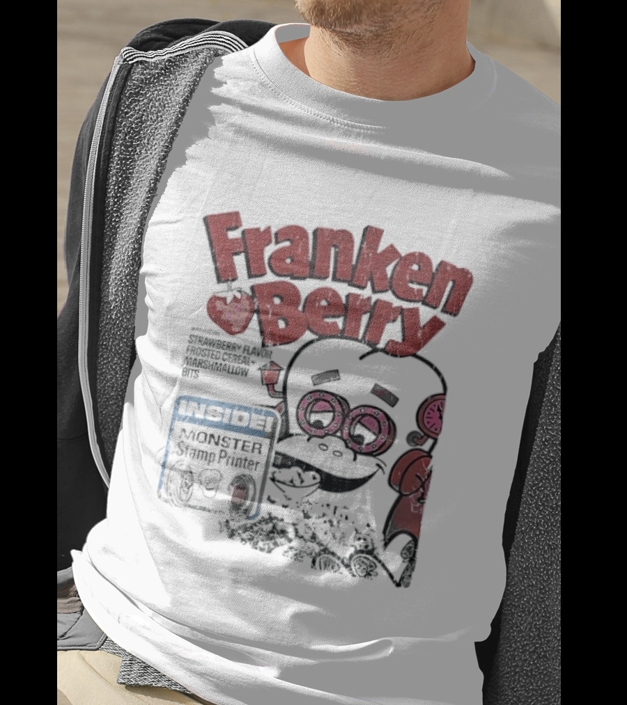 Franken Berry Monster Stamp Printer Inside T-Shirt
