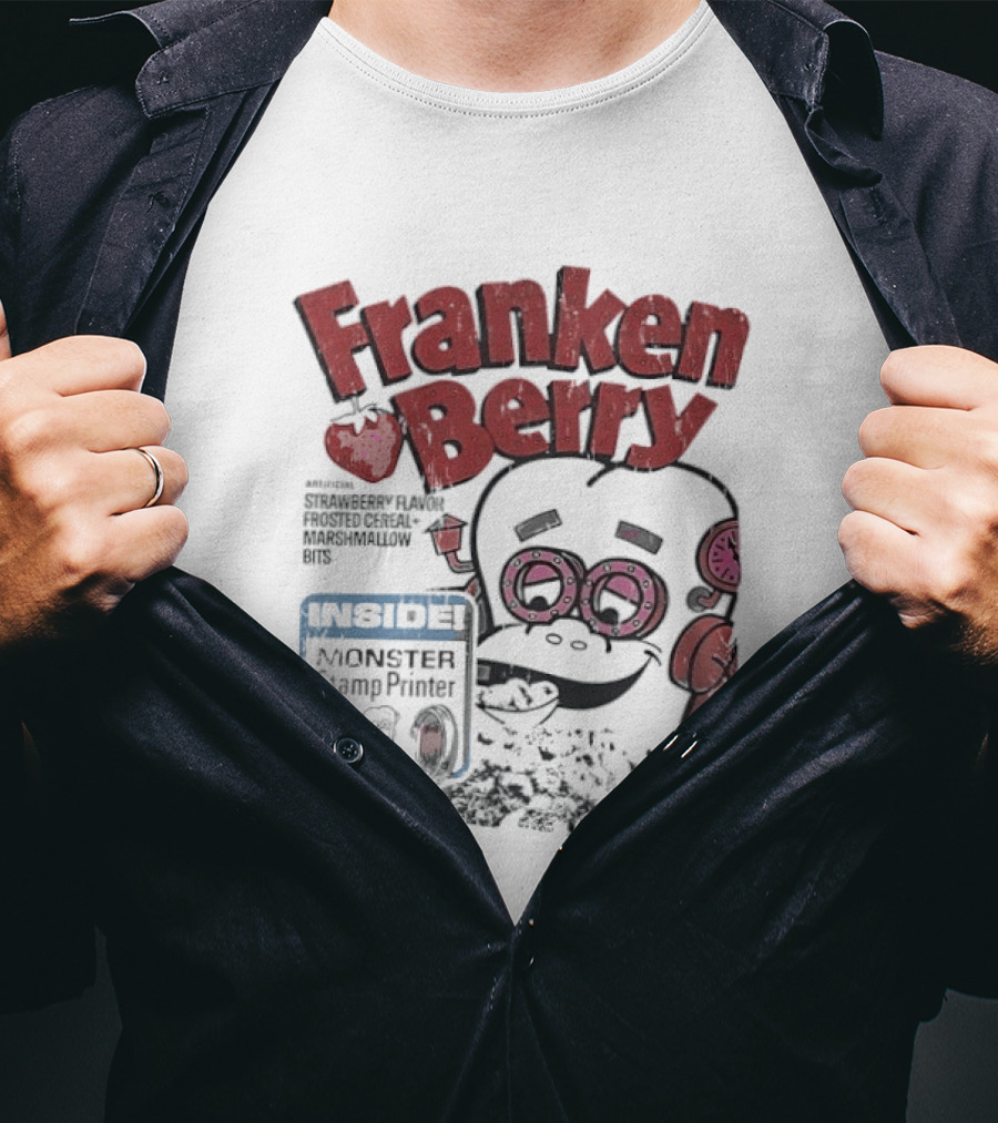 Franken Berry Monster Stamp Printer Inside T-Shirt