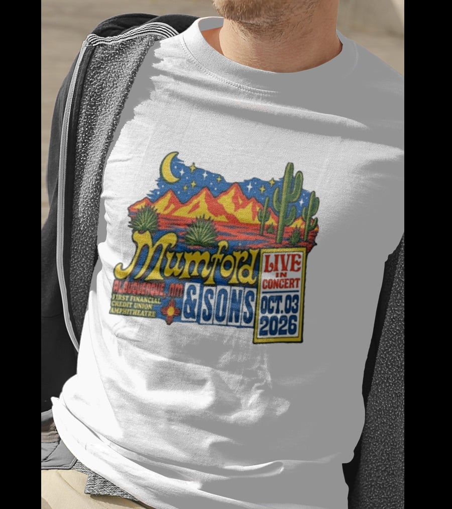 Mumford & Sons Albuquerque NM Live In Concert Oct 03 2026 First Financial Credit Union Amphitheatre T-Shirt