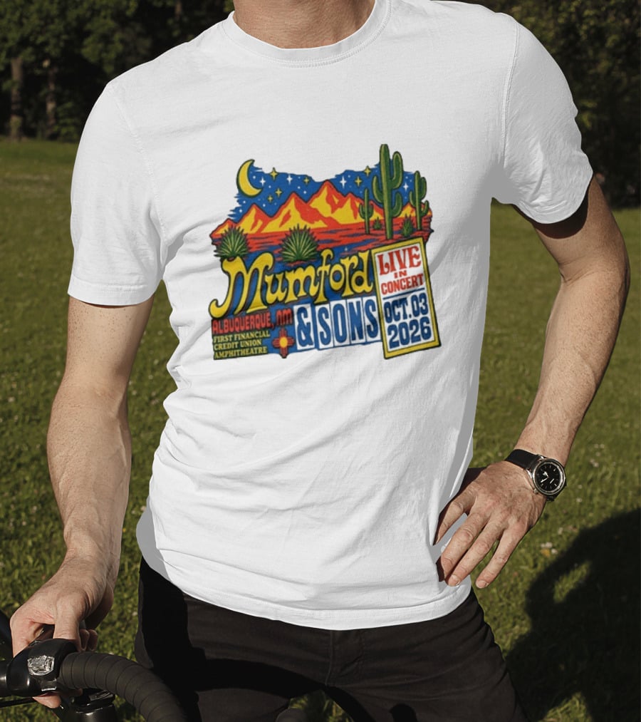 Mumford & Sons Albuquerque NM Live In Concert Oct 03 2026 First Financial Credit Union Amphitheatre T-Shirt