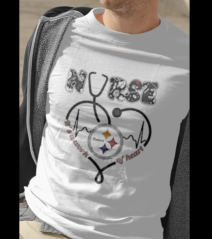 Nurse Heartbeat Pittsburgh Steelers Work Of Heart T-Shirt