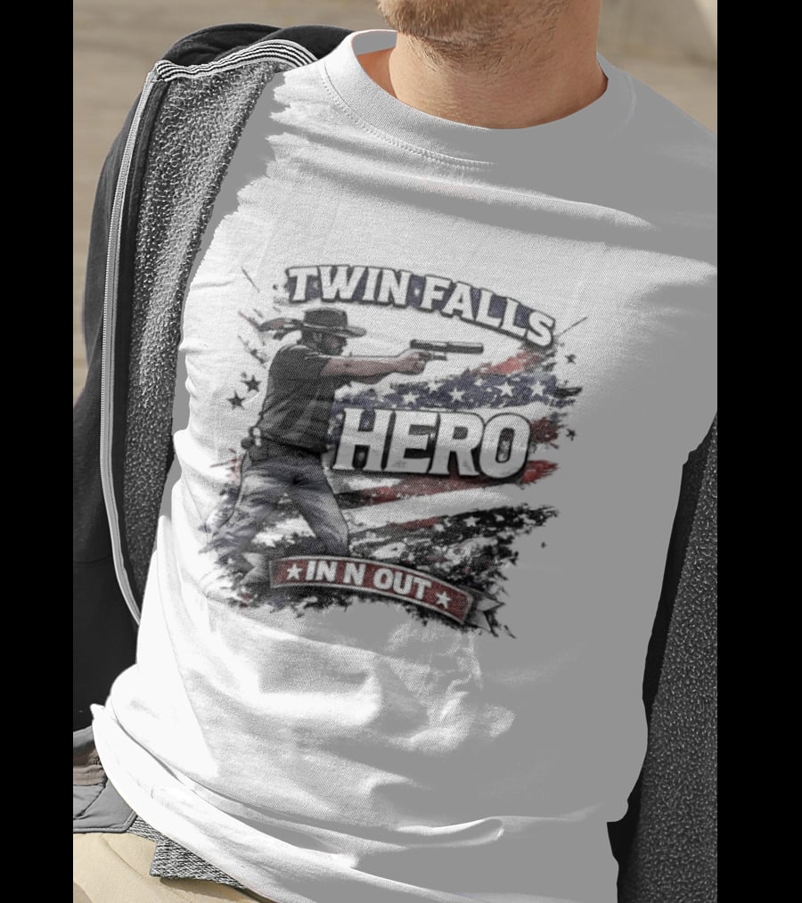Twin Falls Hero In N Out American Flag Gunman T-Shirt