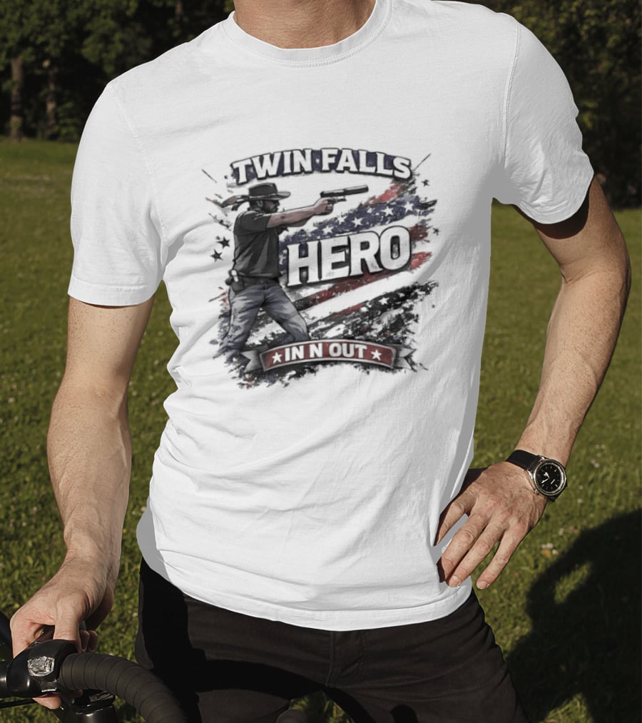 Twin Falls Hero In N Out American Flag Gunman T-Shirt