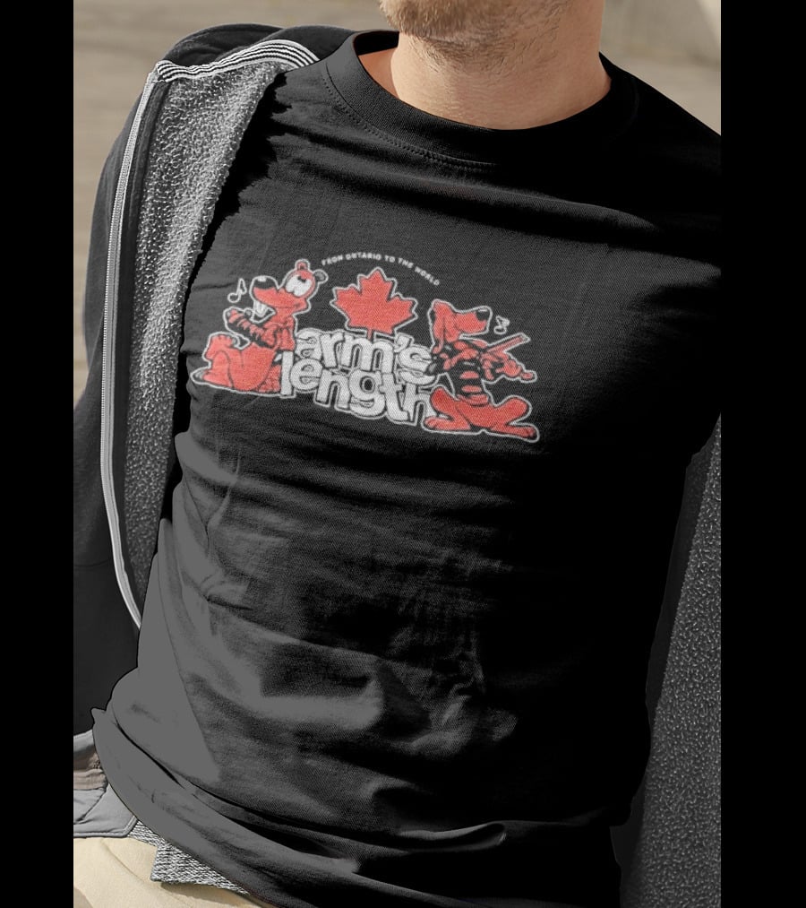 Arm's Length From Ontario To The World Moose Playing Music Canada Maple Leaf T-Shirt