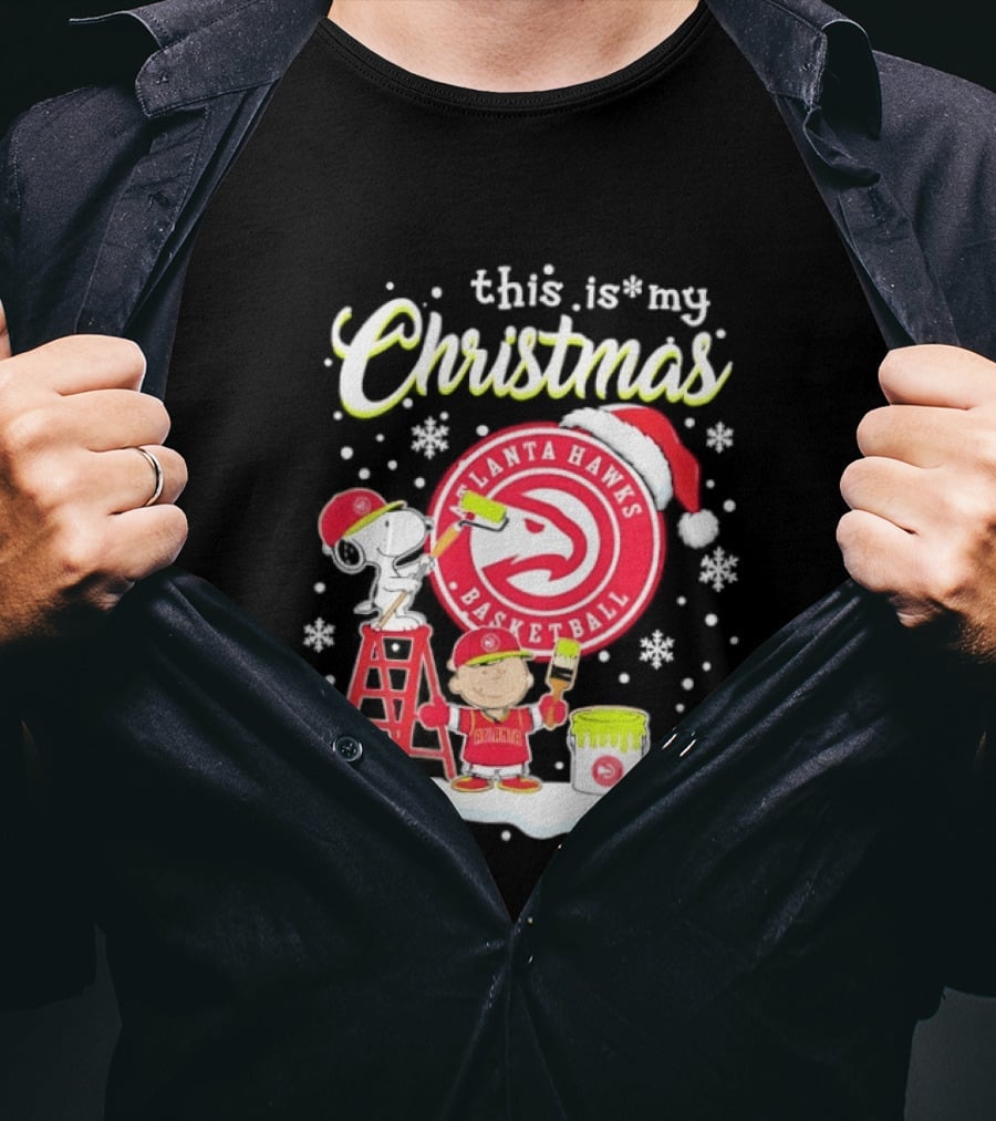 Atlanta Hawks Snoopy Woodstock Charlie Brown Christmas 2026 Basketball T-Shirt