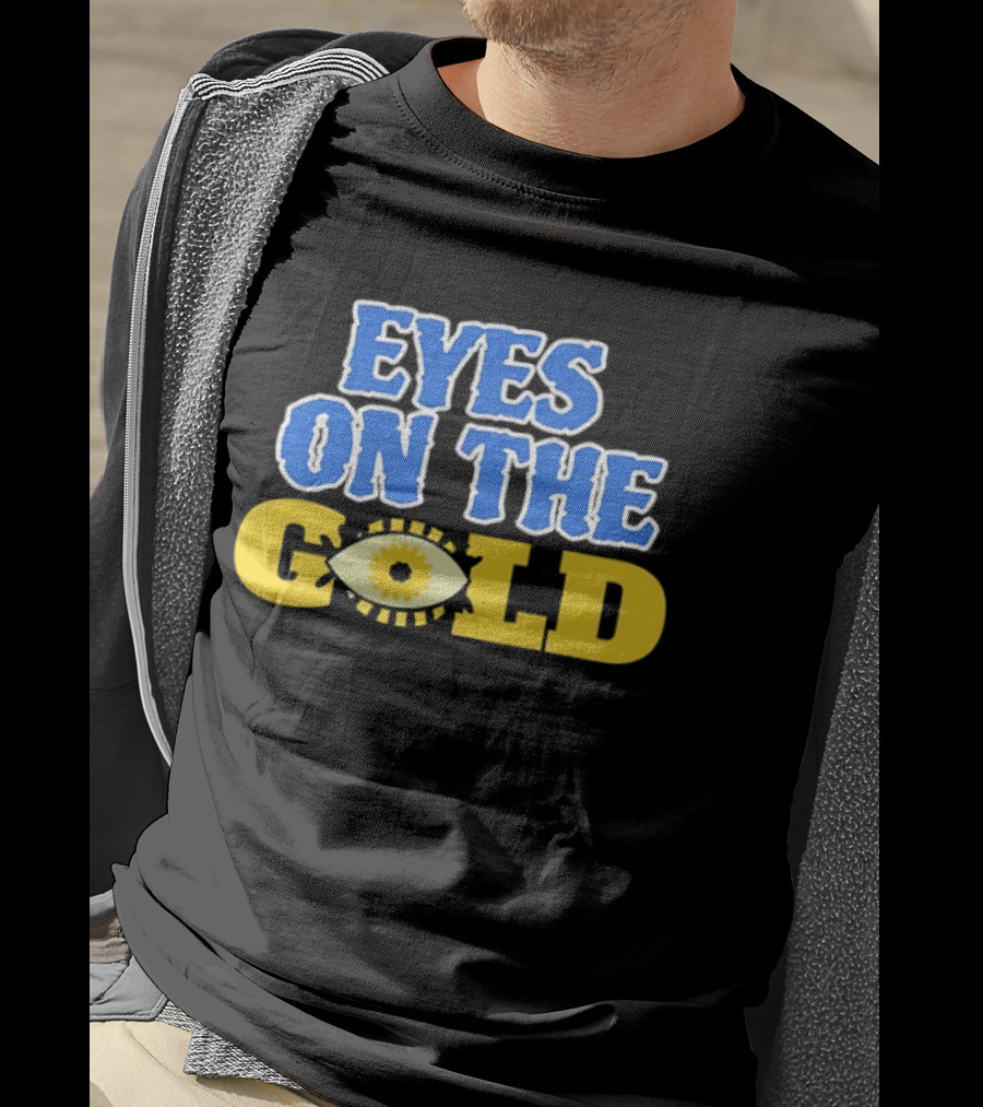 Eyes On The Gold Bold Eye Motif Yellow Blue T-Shirt