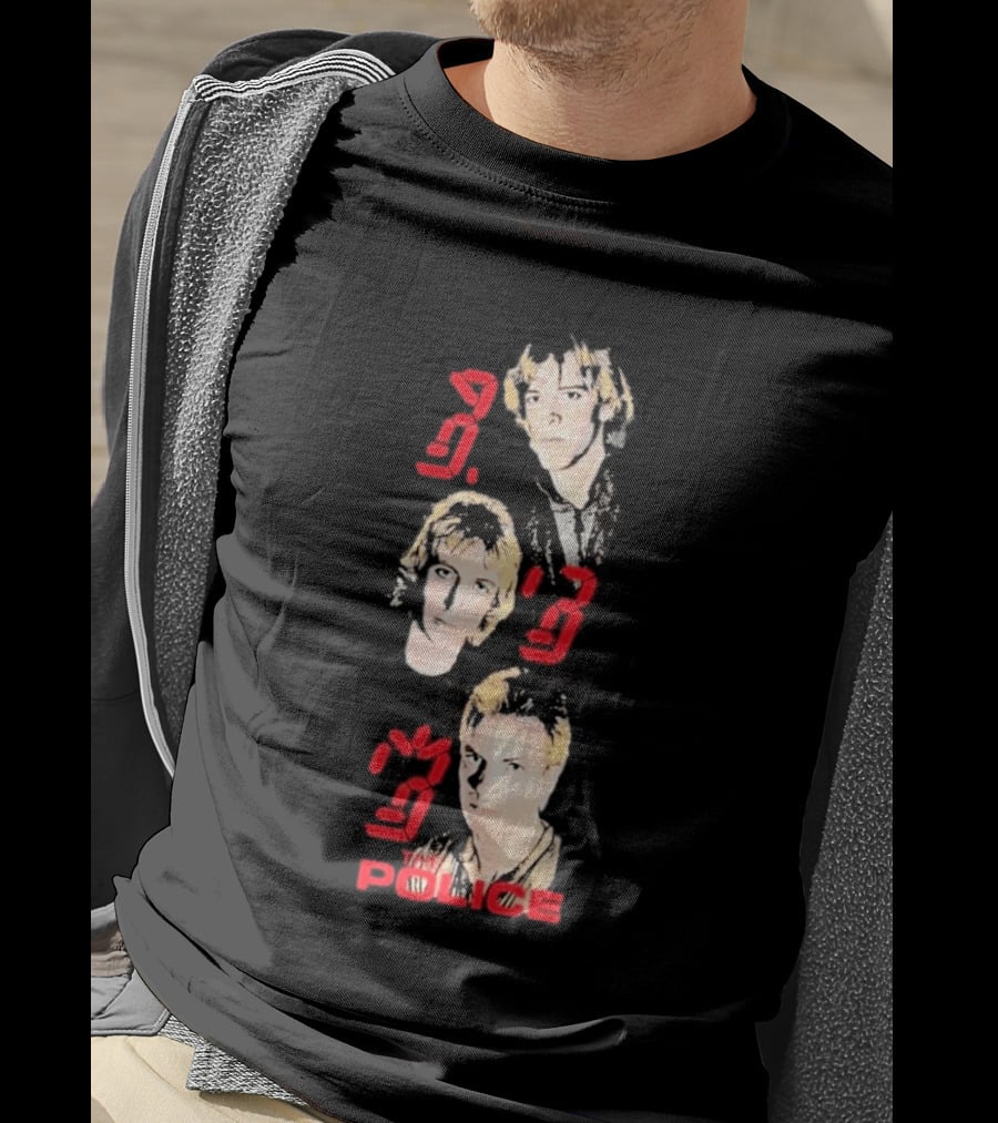 The Police Ghost In The Machine 45th Anniversary Faces Red Digital Numbers T-Shirt