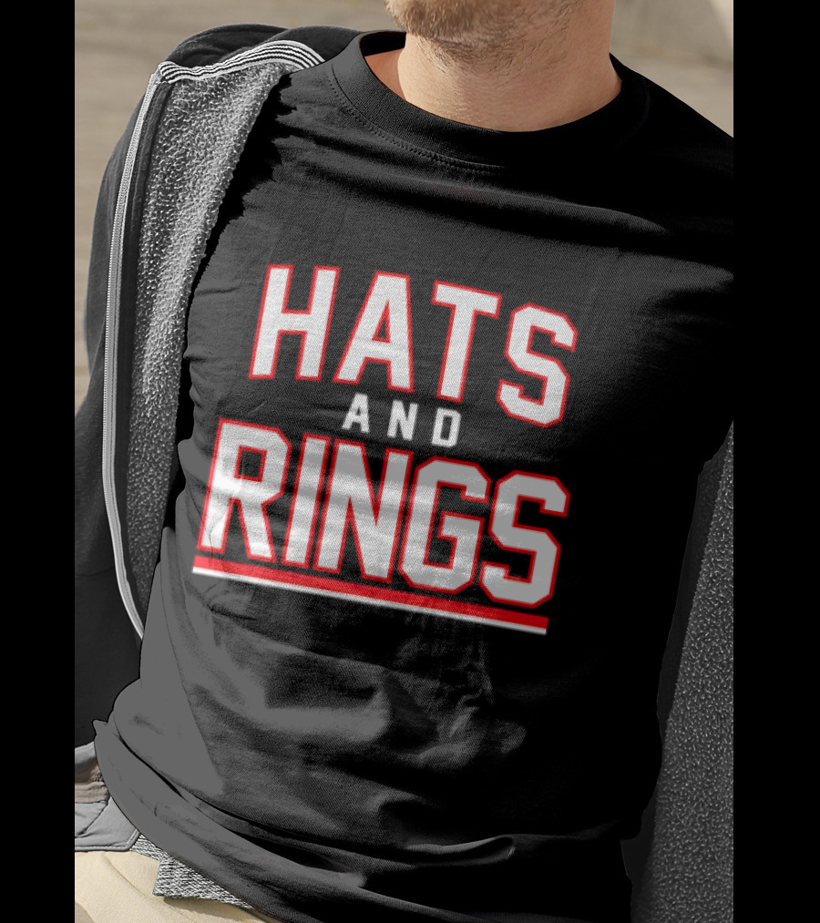 Hats And Rings Bold Red Lettering T-Shirt