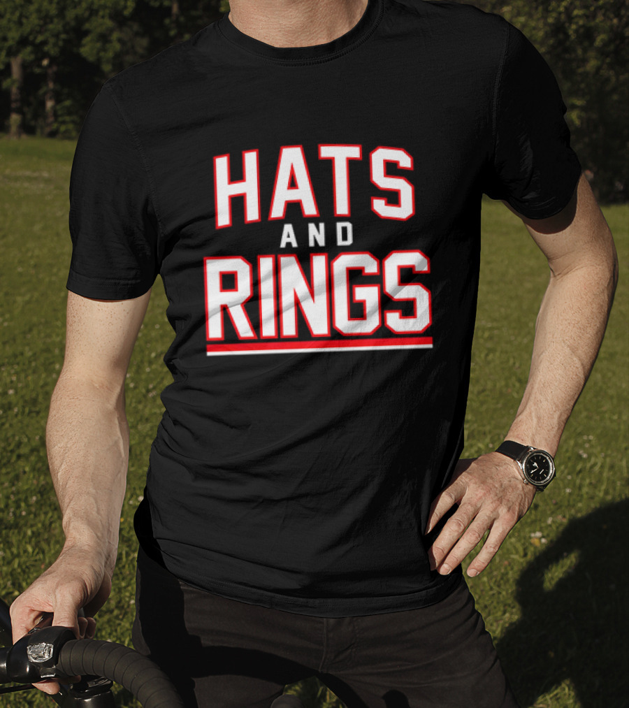 Hats And Rings Bold Red Lettering T-Shirt