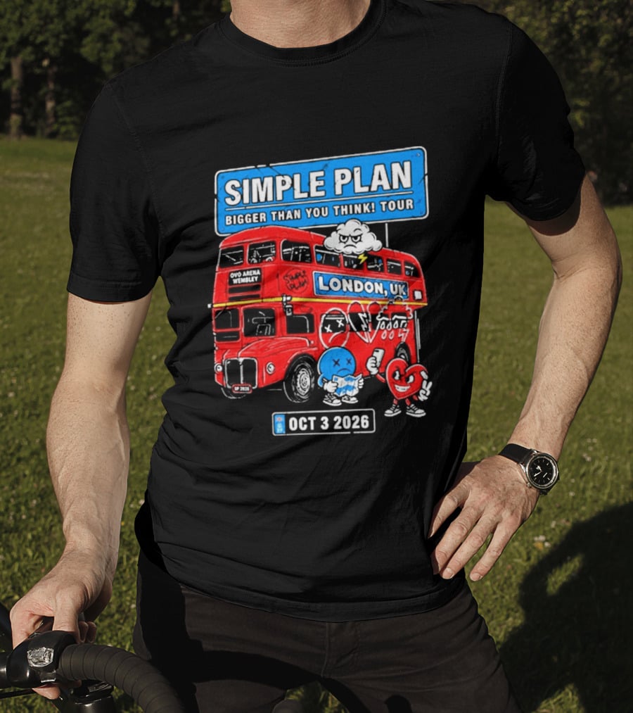 Simple Plan Bigger Than You Think Tour London UK Double Decker Oct 3 2026 T-Shirt