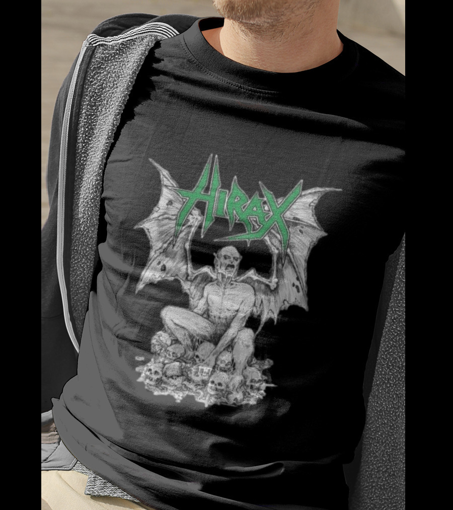 Nightshift Store Hirax 13Th Son Winged Skeleton On Skulls T-Shirt