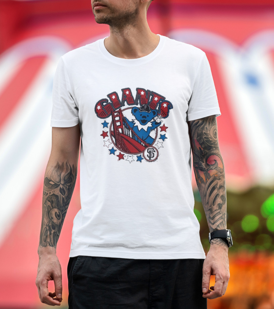 Grateful Dead Giants Bear San Francisco Bridge Retro Stars T-Shirt