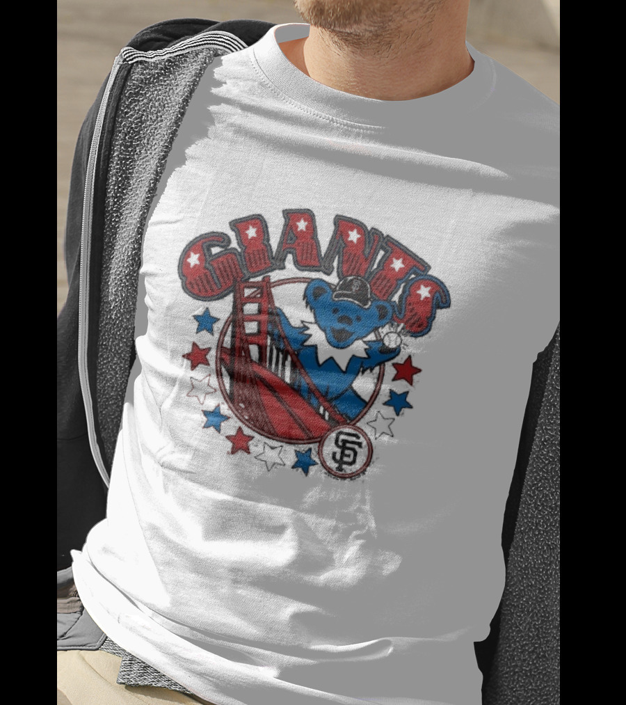 Grateful Dead Giants Bear San Francisco Bridge Retro Stars T-Shirt