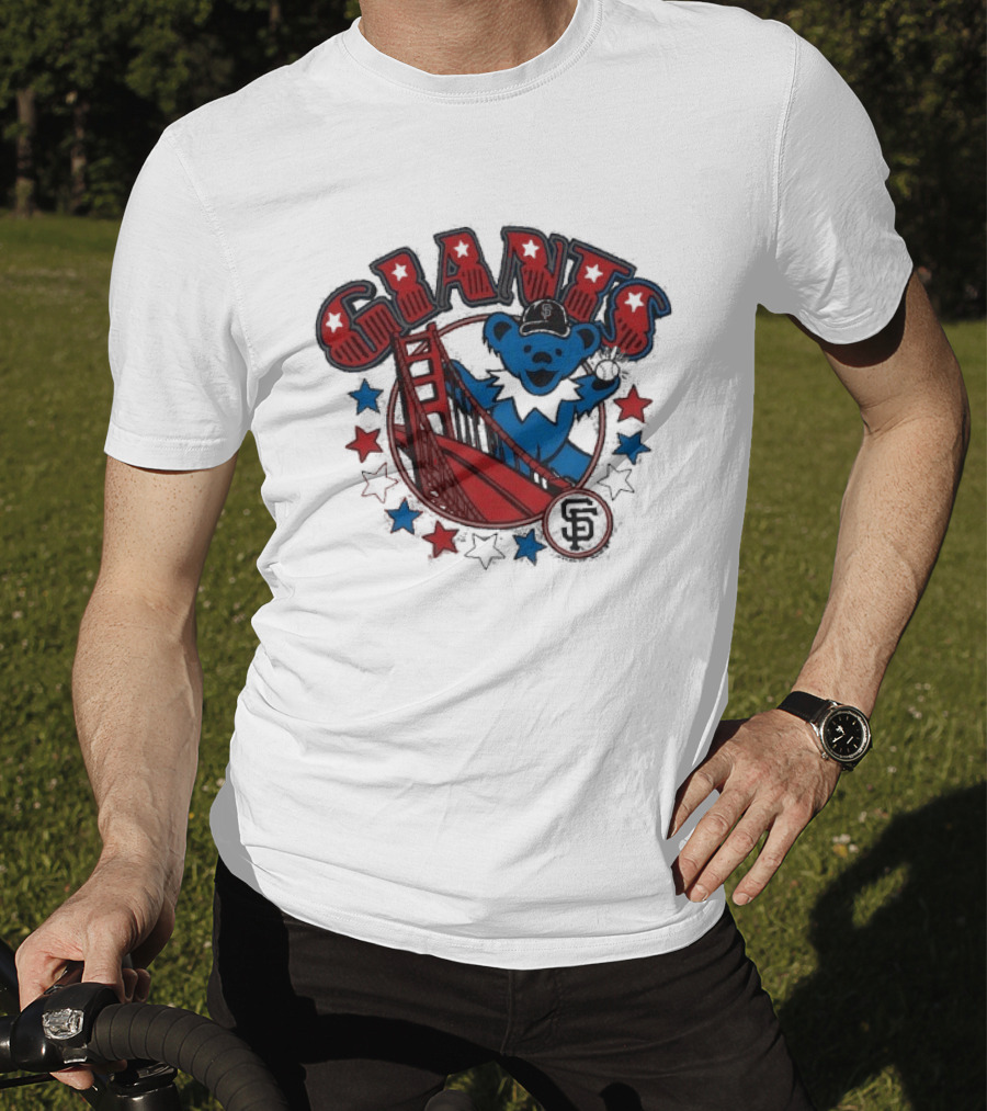 Grateful Dead Giants Bear San Francisco Bridge Retro Stars T-Shirt