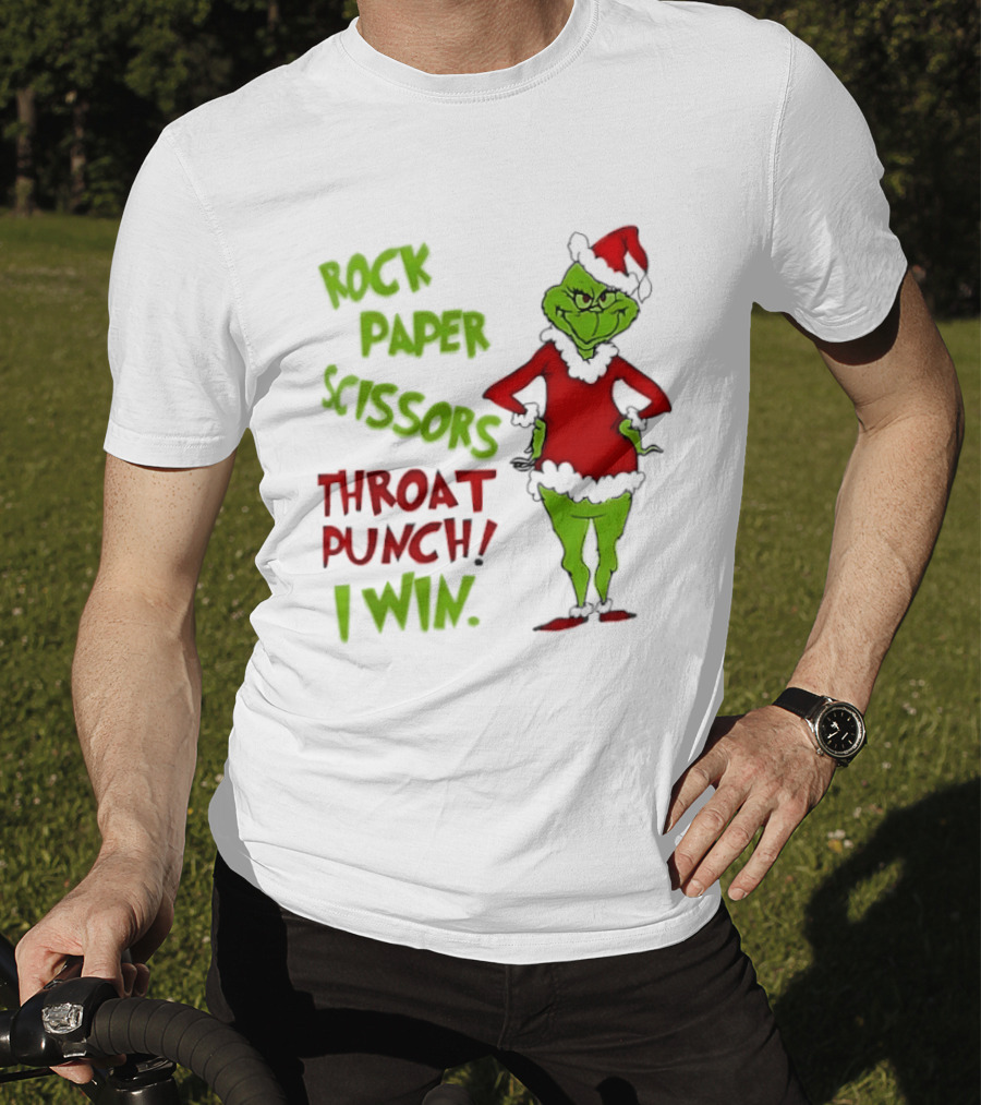 Grinch Rock Paper Scissors Throat Punch I Win Christmas 2026 T-Shirt