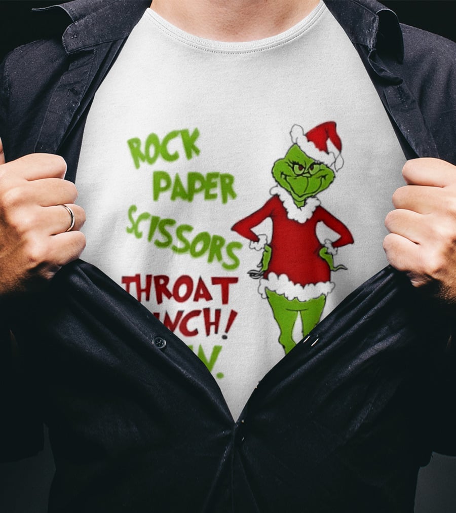 Grinch Rock Paper Scissors Throat Punch I Win Christmas 2026 T-Shirt