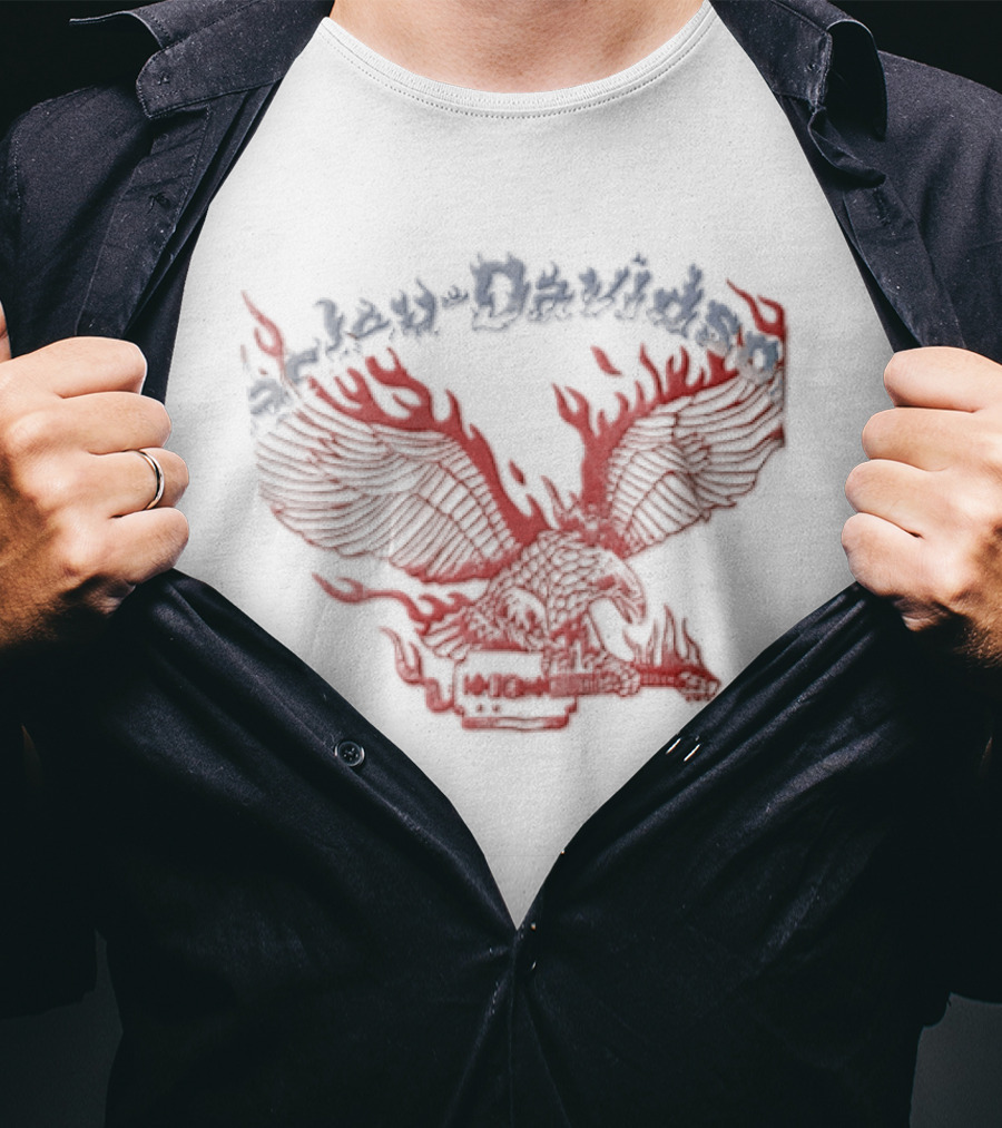Harley Davidson Flaming Eagle Electric Guitar T-Shirt
