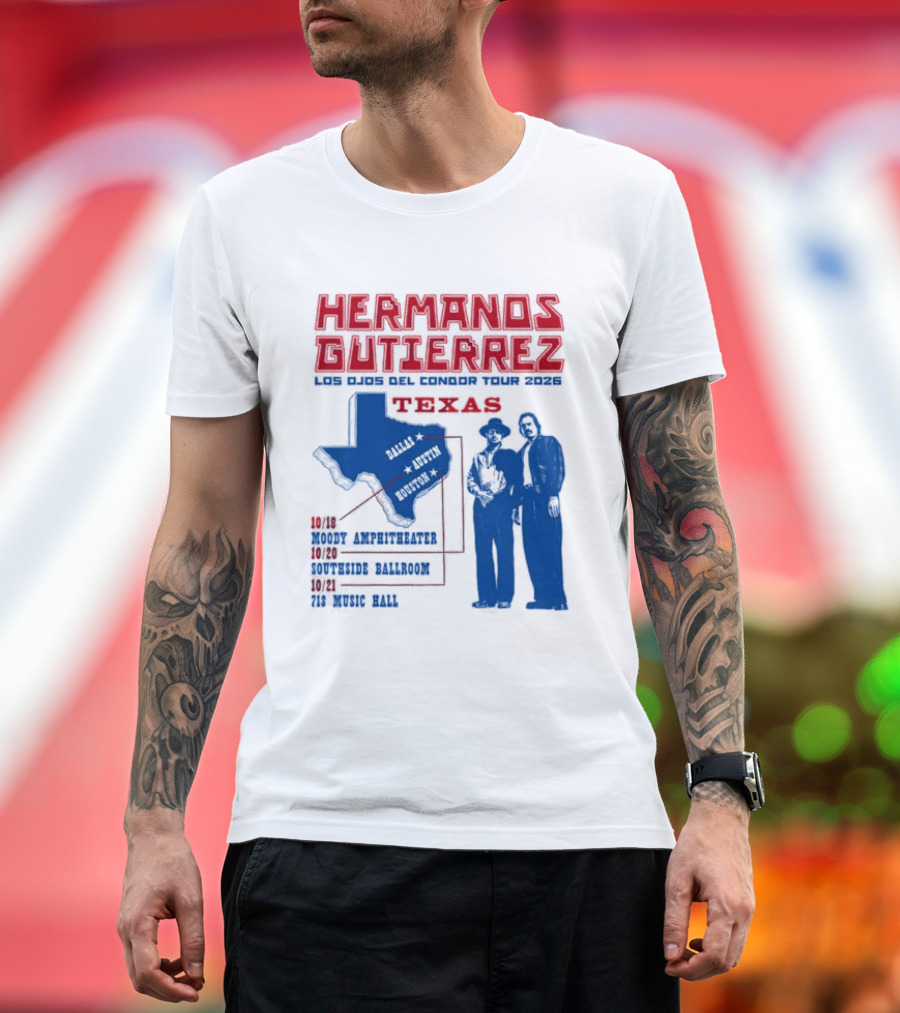 Hermanos Gutierrez Texas Los Ojos Condor Tour Dates October 18 Austin 20 Houston 21 Dallas 2026 T-Shirt