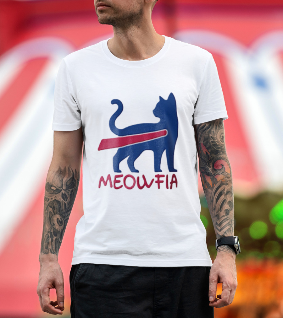 Meowfia Blue Cat Red T-Shirt