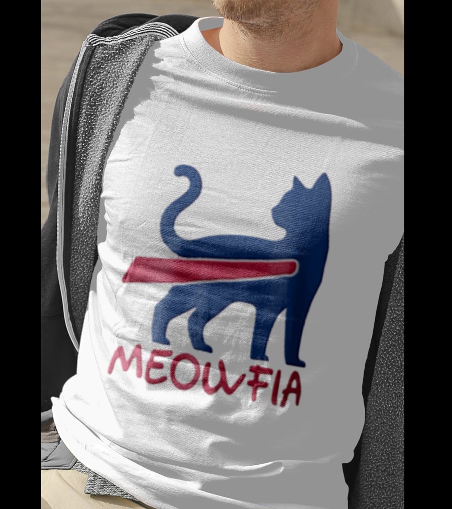 Meowfia Blue Cat Red T-Shirt