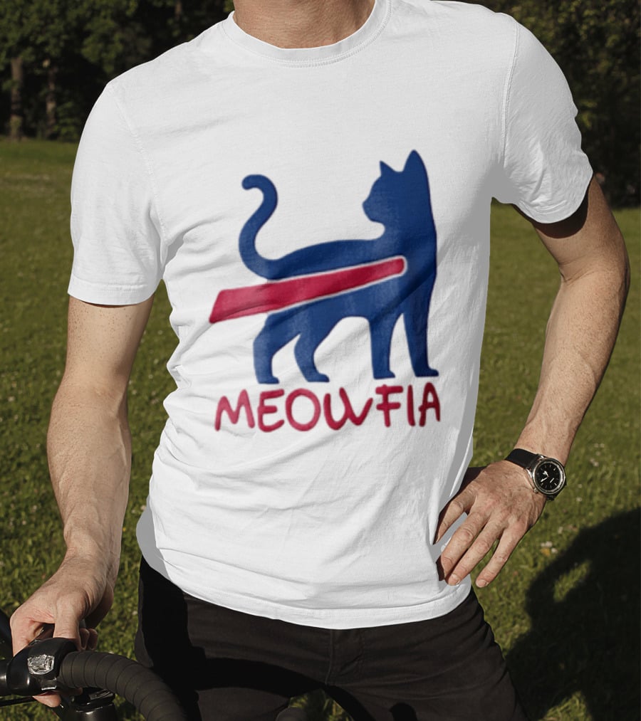 Meowfia Blue Cat Red T-Shirt