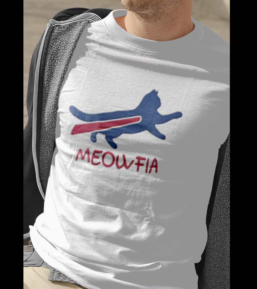 Meowfia Blue Cat Red T-Shirt