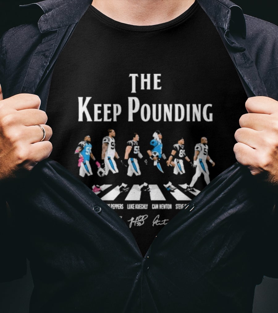 Carolina Panthers The Keep Pounding Road Abbey Players Signatures T-Shirt
