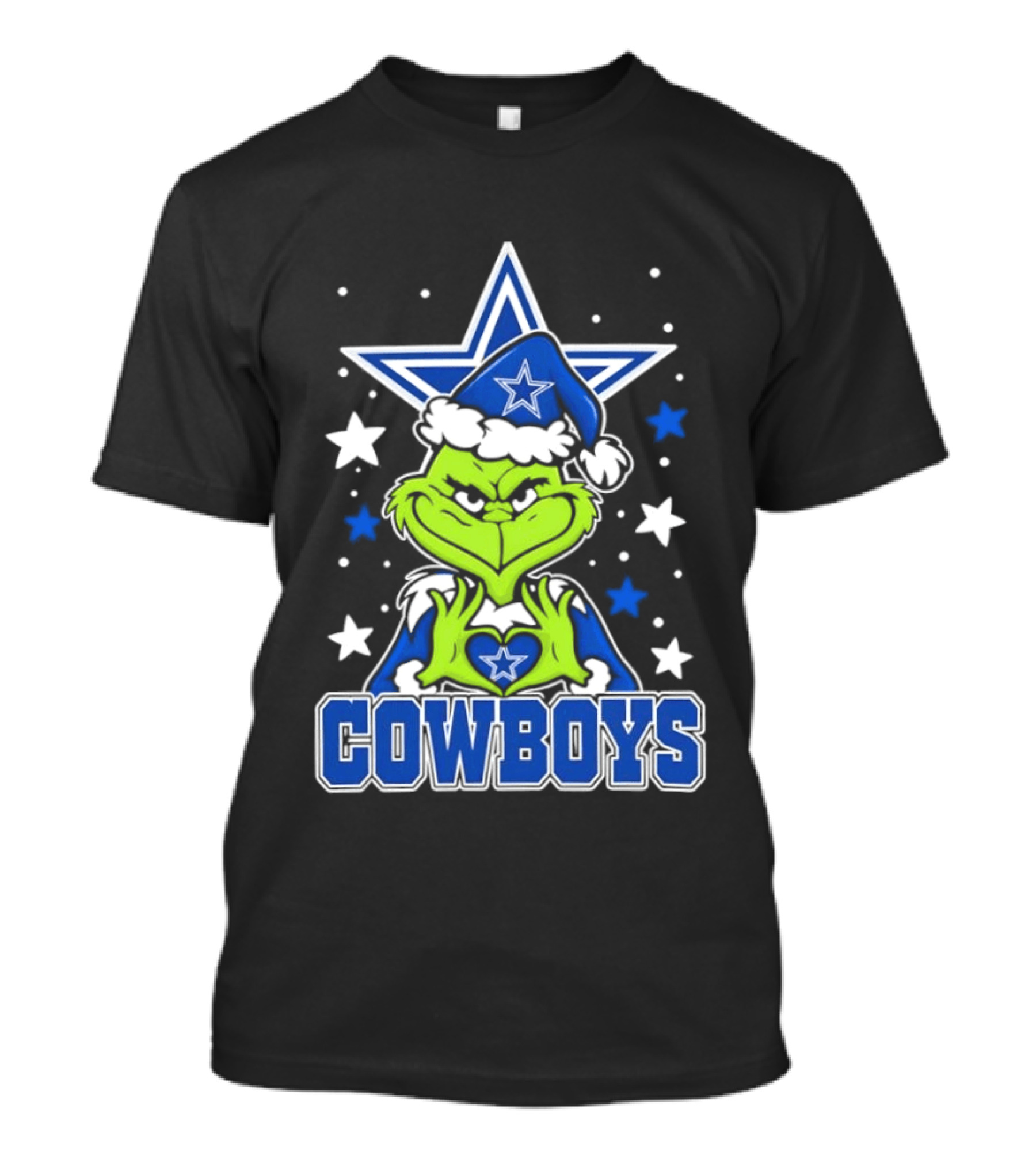 Grinch Hands Heart Love Dallas Cowboys Football Christmas T-Shirt