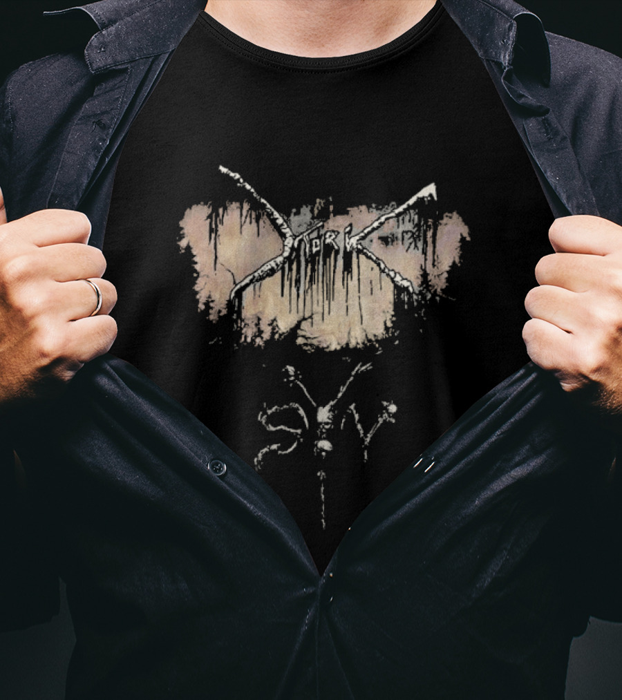 Mork Syv Abstract Organic Geometry With Distressed Texture T-Shirt