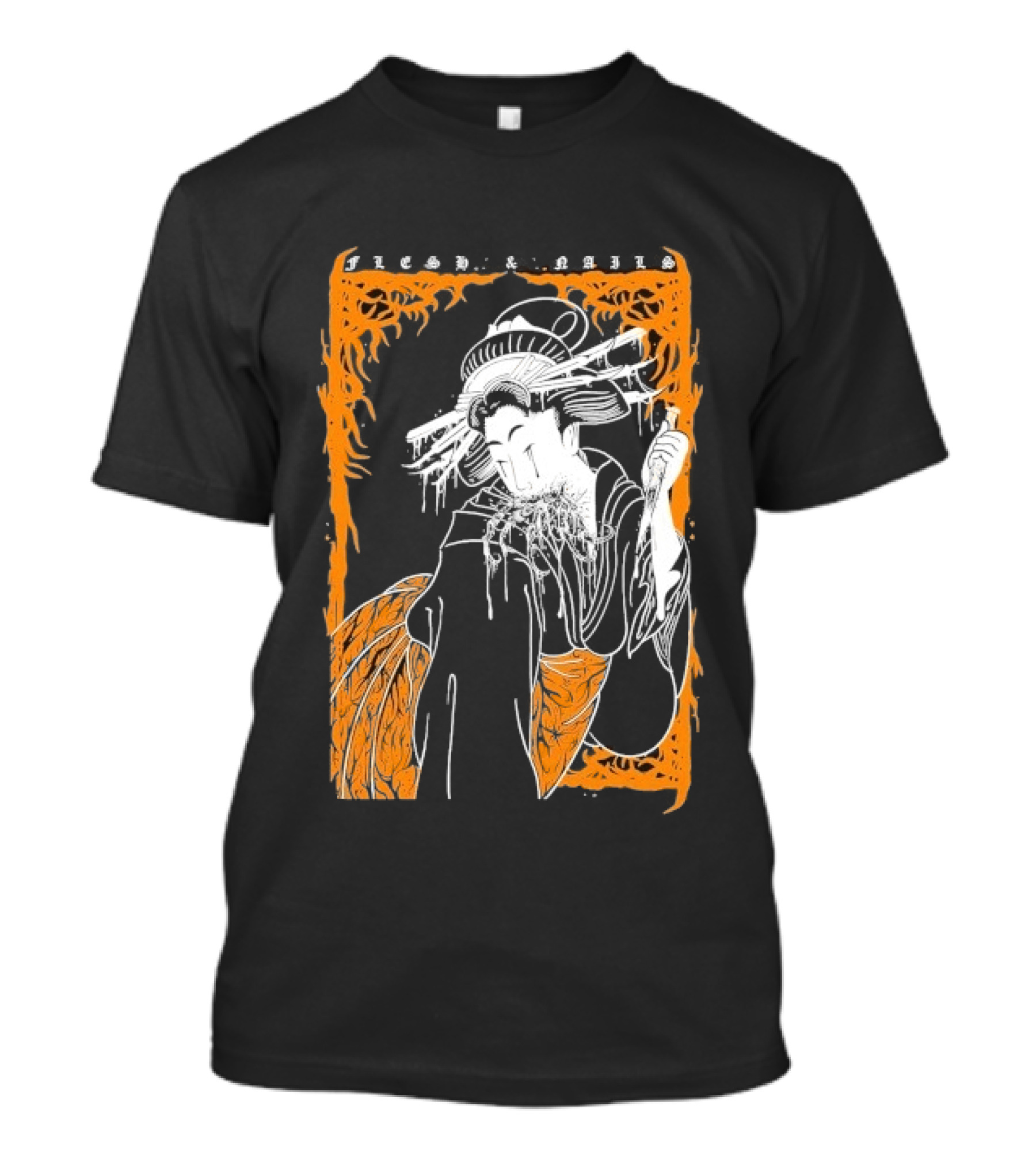 Distant Flesh And Falls Geisha Vintage Oriental Motif T-Shirt