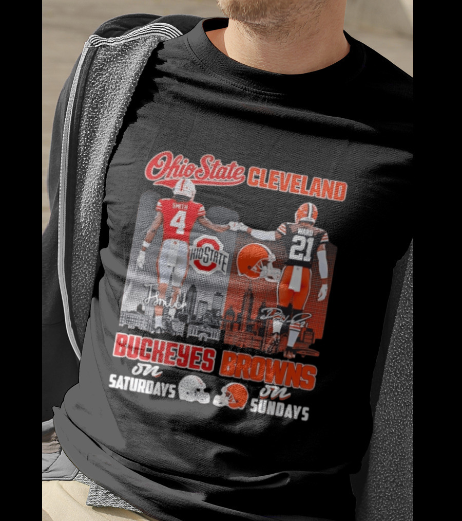 Ohio State Buckeyes Saturdays Cleveland Browns Sundays Ohio State Cleveland Smith Ward T-Shirt