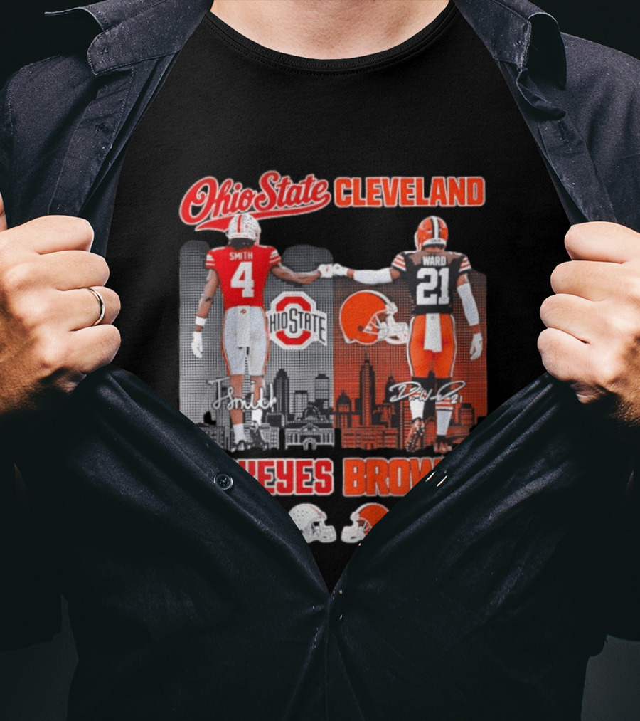 Ohio State Buckeyes Saturdays Cleveland Browns Sundays Ohio State Cleveland Smith Ward T-Shirt