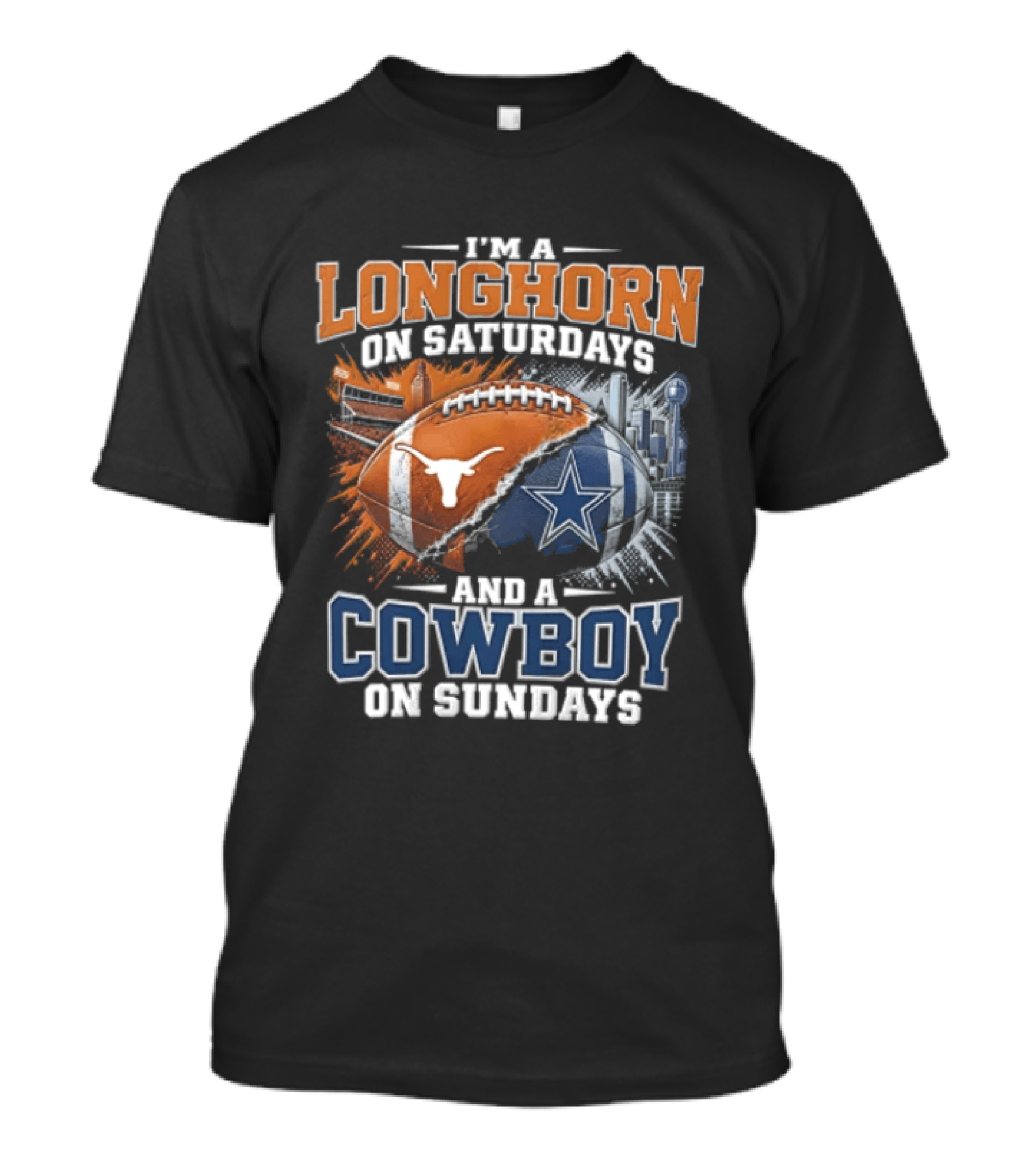Texas Longhorn On Saturdays Dallas Cowboys On Sundays Fan Gear T-Shirt