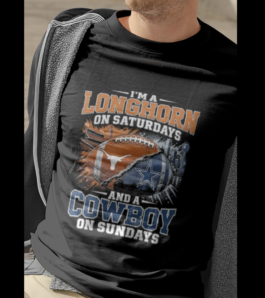Texas Longhorn On Saturdays Dallas Cowboys On Sundays Fan Gear T-Shirt