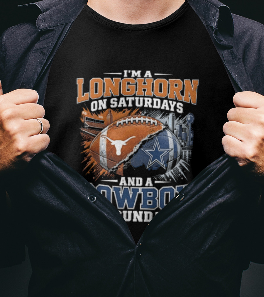 Texas Longhorn On Saturdays Dallas Cowboys On Sundays Fan Gear T-Shirt