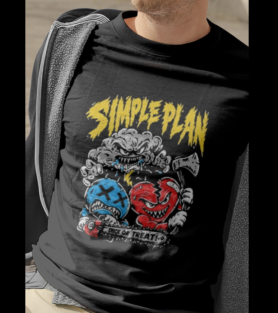 Simple Plan Halloween Trick Or Treat Monsters Axes T-Shirt
