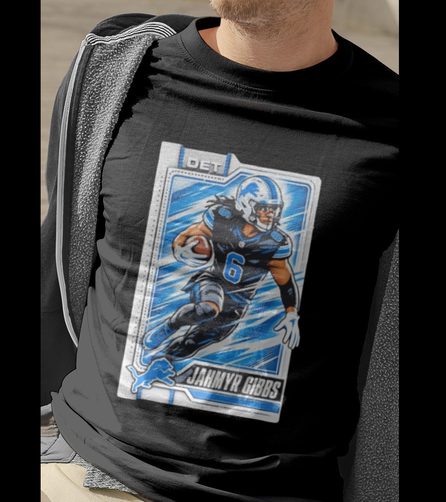 Jahmyr Gibbs DET 6 Football Card Detroit Lions T-Shirt