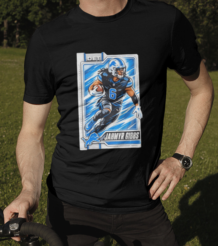 Jahmyr Gibbs DET 6 Football Card Detroit Lions T-Shirt