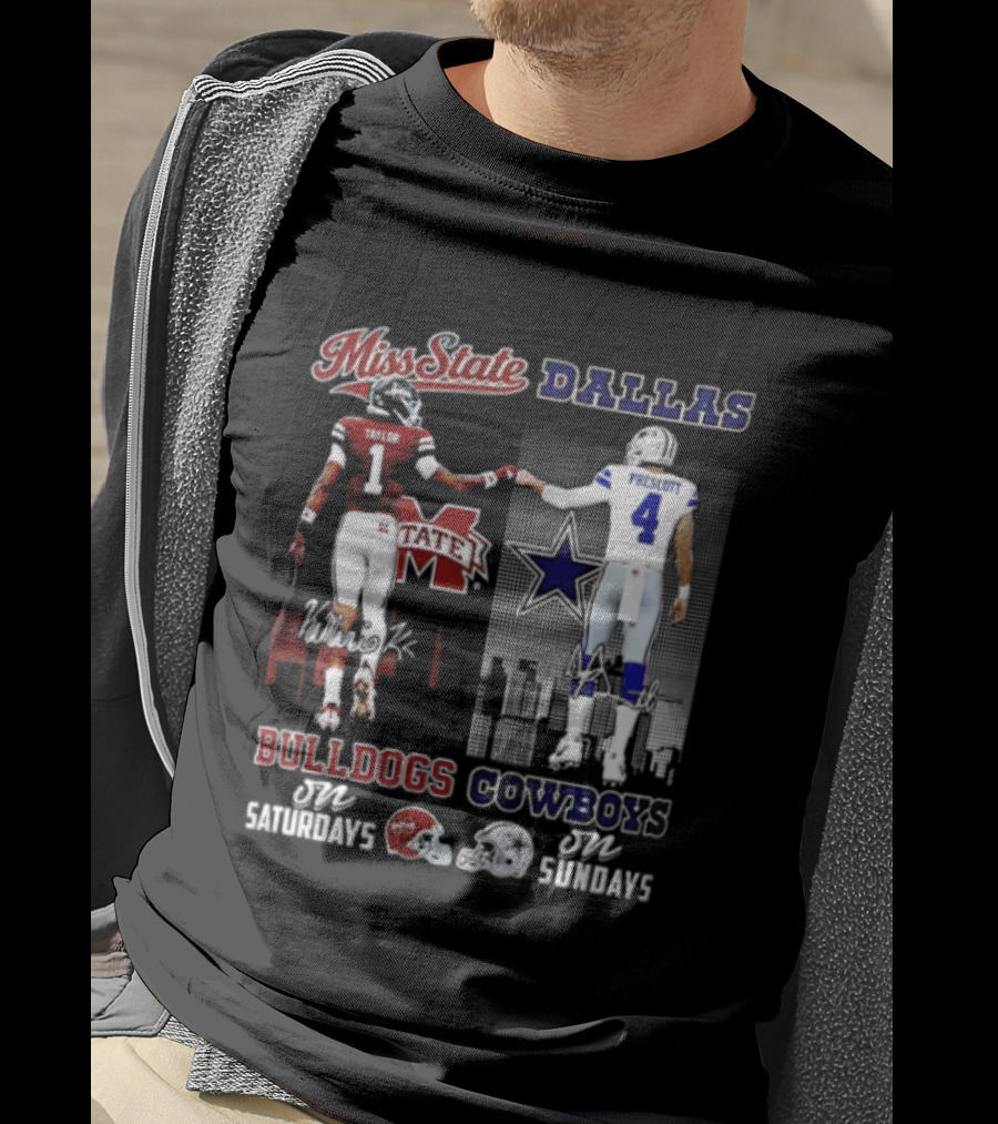 Mississippi State Bulldogs Dallas Cowboys Taylor Prescott Saturdays Sundays T-Shirt