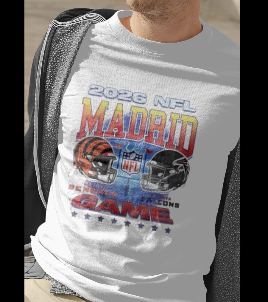 2026 NFL Madrid Game Cincinnati Bengals Vs Atlanta Falcons Matchup T-Shirt